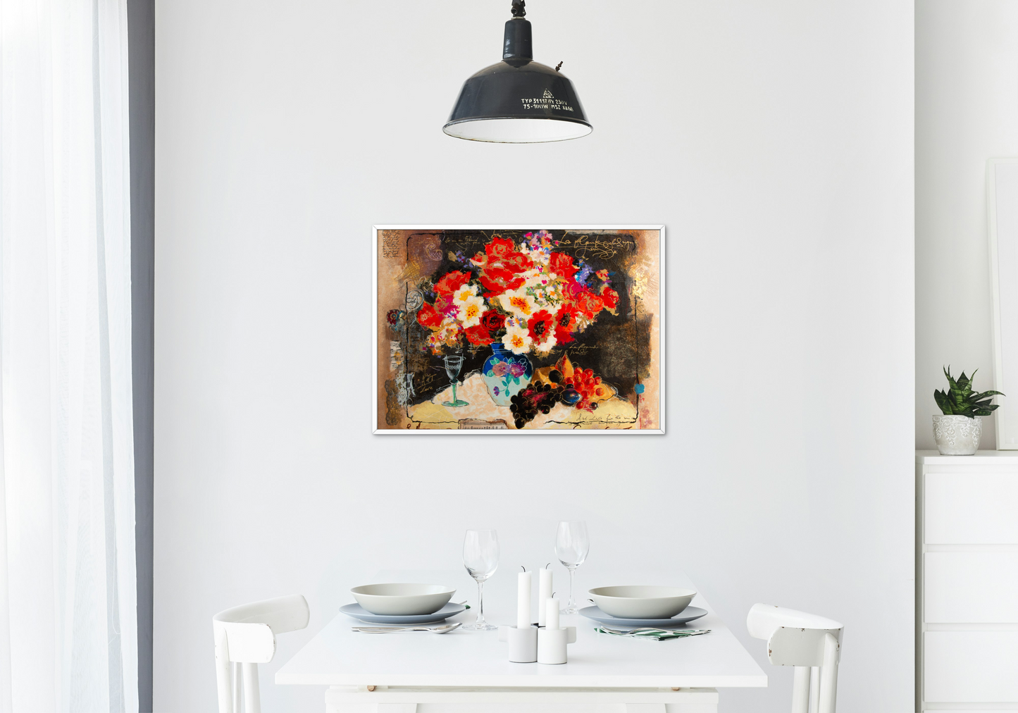 Flowers with a Glass of Wine