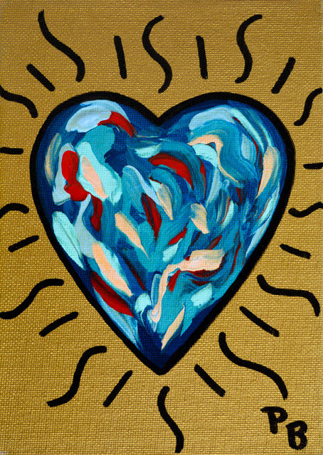 Blue Heart with Gold