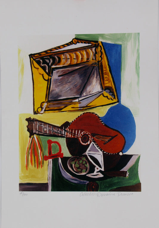 Still Life with Guitar and framed