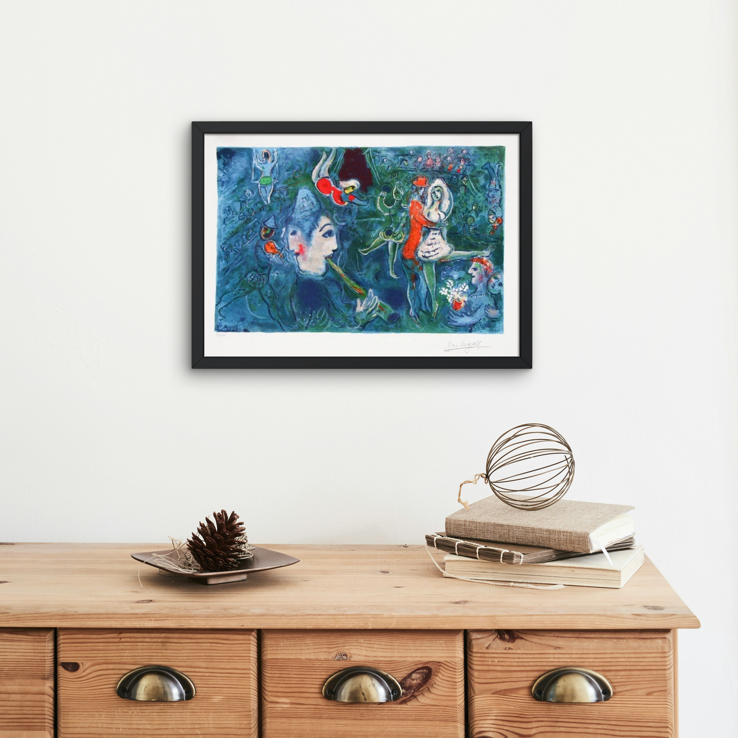 子犬 Marc Chagall 抽象画 金色フレーム CJR Fine Arts and Framing | Chagall- Circus with clown