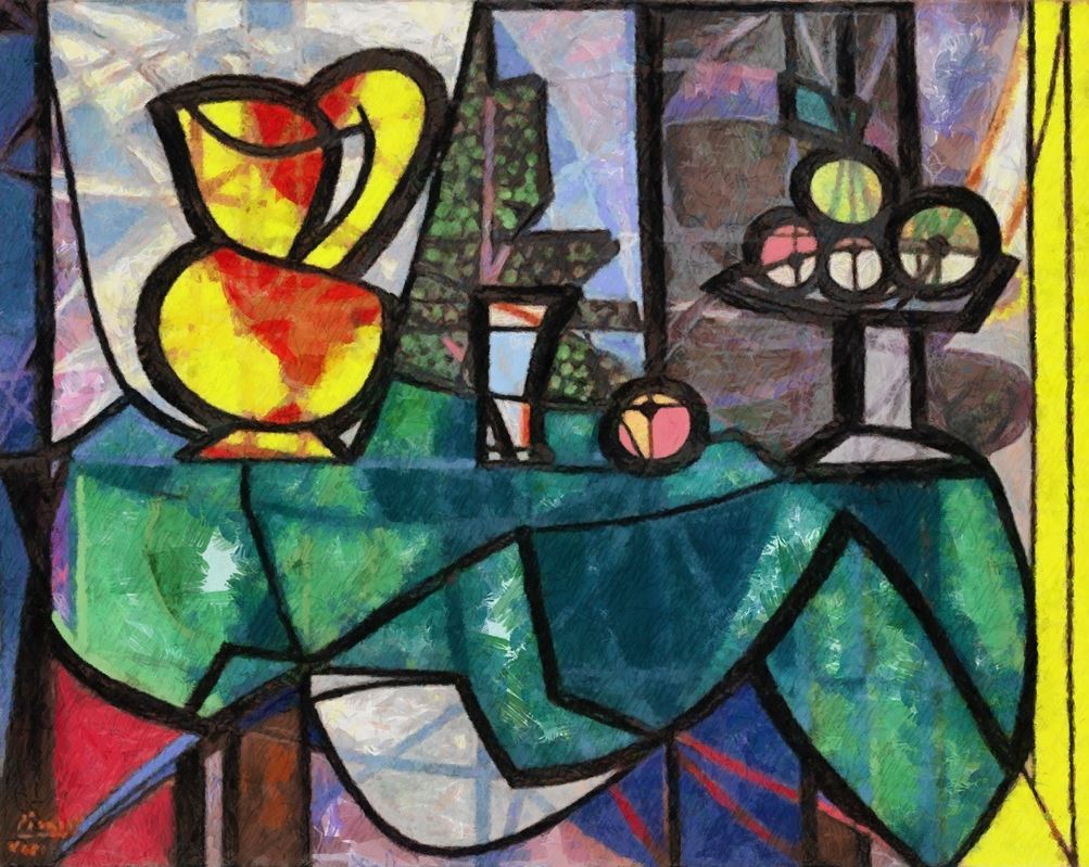 Pitcher and Bowl of Fruit